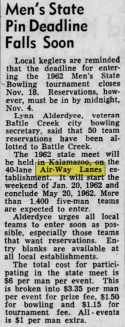 Airway Fun Center (Air-Way Lanes) - Oct 27 1961 Article (newer photo)